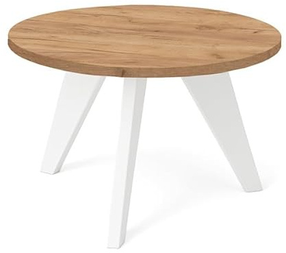 Dekori Möble, LORA Couchtisch, 75 cm – minimalistisch, leicht und zeitlos für Moderne Interieurs (Eiche Craft Golden/Weiß)