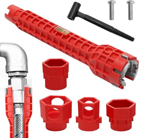 Llave para Grifo de Fregadero, 14 en 1 Llave de Instalación Grifos | Fregaderos Llaves Grifo Multifunción para Instalar Tuberías Debajo Baños Inodoros Cocinas y Fregaderos Herramientas