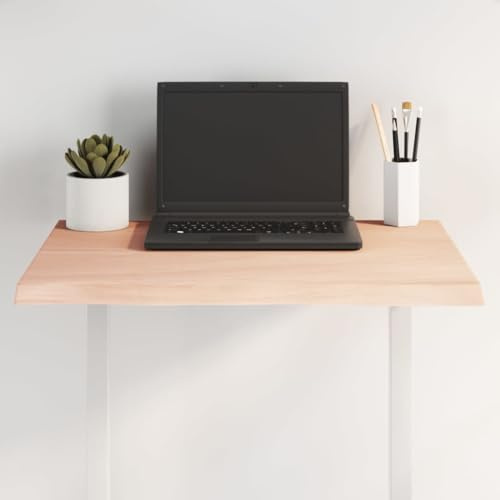 Yisssmeng 60x60 cm Massive Eichen Tischplatte unbehandelt 2 cm Baumkante DIY Schreibtischplatte Robust Modern für Home Office Gaming Küche Wohnzimmer