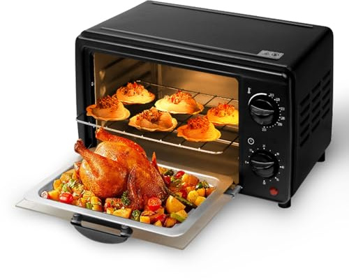 Mini Four Électrique 13L, Four Posable Multifonction 700W (13L) | Mini Four de Cuisine avec Thermostat Réglable 100-250℃ et Minuterie 60min, pour Pizza, Grills et Cuisson Quotidienne