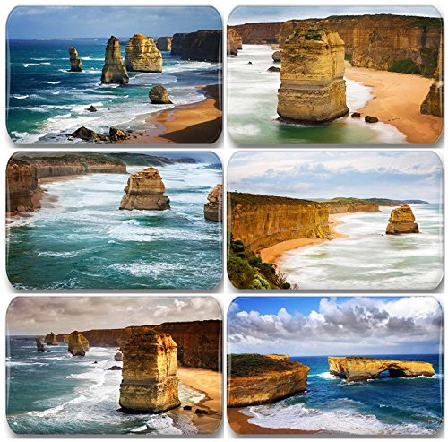 Merchandise for Fans Australien 12 Apostel Landschaft - 6 rechteckige Kühlschrankmagnete 7X 4,5 cm - 01 für Memoboard Pinnwand Magnettafel Whiteboard