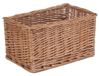 Red Hamper Double Steamed Open Wicker Storage Basket, Brown, Small