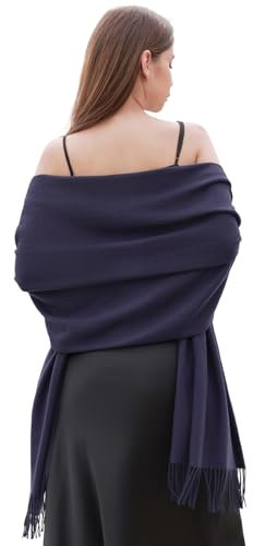 RIIQIICHY Ladies Scarf Navy Blue Pashmina Shawls and Wraps for Women Wedding Evening Dress Bridesmaid Gifts