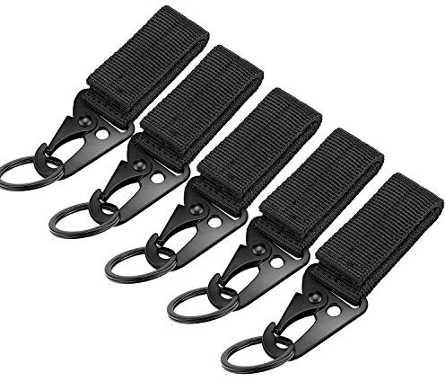 Coolty 5 Stück Taktischer Hängender Gürtel Karabiner, Rucksack Band Schlüsselanhänger, Nylon Gurtband Schnalle für Camping Wandern Outdoor Aktivitäten