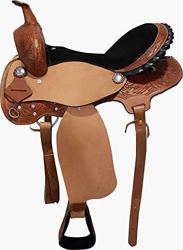 Cwell Equine New Barrel Racing/Pleasure Westernsattel aus Leder in verschiedenen Größen (43,2 cm)