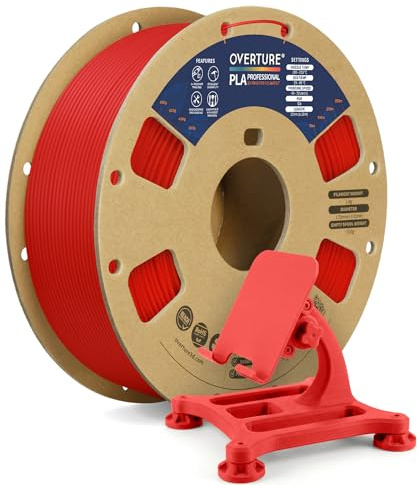 OVERTURE PLA Plus (PLA+) 3D Printer Filament 1.75mm, 1kg Red | Stronger & More Durable, 4X Tougher Than Basic PLA, High Quality for Prints, Fits Most FDM Printers (Red)