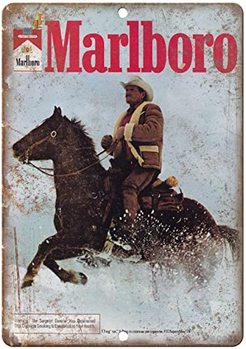 Marlboro Man Tabak Zigarette Cowboy Blechschild Vintage Wandposter Retro Eisenmalerei Metallschild Blatt für Bar Cafe Garage Zuhause Geschenk Geburtstag Hochzeit