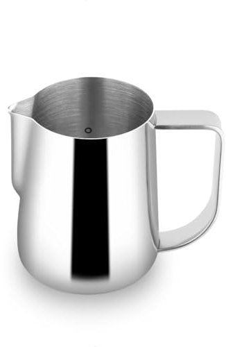 watchget Milk Frothing Pitcher 250ml/8oz, Stainless Steel Espresso Steaming Jug, Cappuccino Latte Art, Coffee Machine Accessories Barista Steam Frother Pitcher, Silver
