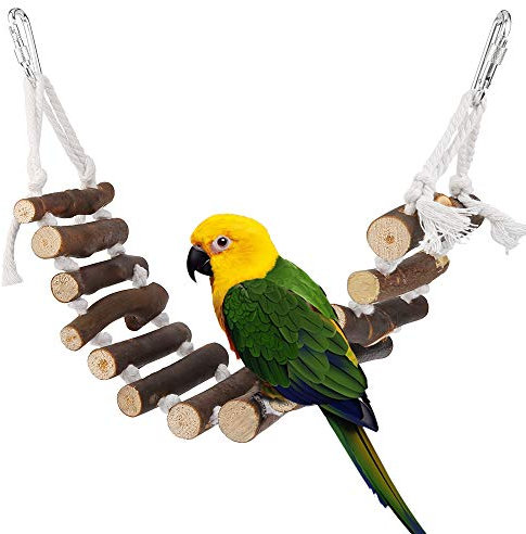 Vegena Vogelspielzeug, Vögel Holzleiter Spielzeug mit Landeplatz Vogelkäfig Zubehör für Wellensittich Papageien Graupapageien Nymphensittiche Finken Sittiche Kakadus Aras (Holz (1stk.))
