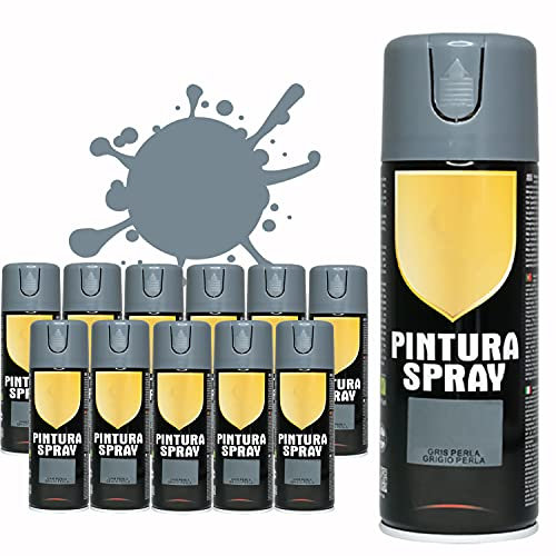 BESCH Pintura Spray 400ml para Metal/Madera/Plástico (Gris Perla, 400 ml (Paquete de 12)