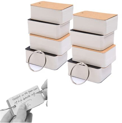 800 Blatt Mini-Karteikarten, Lernkarten, Memo-Kratzblöcke, weiße Blanko-Karten mit Ringen, Lesezeichen, Notizkarte, DIY-Grußkarte, 7 x 3,8 cm, 8 Stück, Khaki und Schwarz