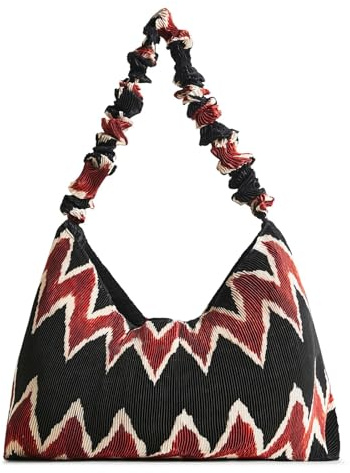 Desigual Damen Bols_zigzag Pleated Idome Umh ngetasche, Schwarz, Einheitsgröße EU
