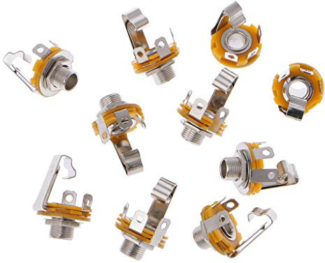 GUMEI 10 Pcs 1/4 Pouce 6.35mm Mono Prise Jack Femelle Connecteur Montage sur Panneau À Souder