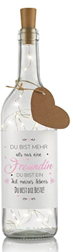 LIEBTASTISCH Flaschenlicht mit Spruch Du bist mehr als nur eine Freundin! - Beste Freundin Geschenk Geburtstag/Weihnachten - Freundschaft - Dekolicht - LED Beleuchtung