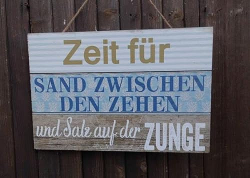Schild : Zeit für Sand zwischen den Zehen - a. Kordel Geschenk 30 cm
