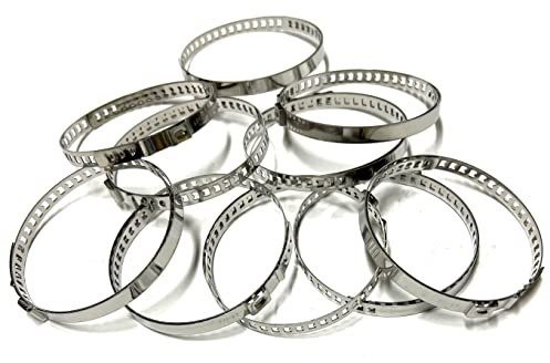 Alkan Universal Ohrschellen 64-122 mm Edelstahl 10-tlg | Verstellbare Edelstahl-Ohrschellen für Schläuche, Manschetten und Achsmanschetten, Spannbereich 64-122 mm