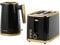Salter COMBO-7997 Palermo Electric Kettle & Toaster - 1.7L Rapid Boil, 2 Slice Toaster, Wide Slot, 3Kw Fast Boil, Defrost, Reheat & Cancel Functions, Lightweight, Black & Gold Textured Design