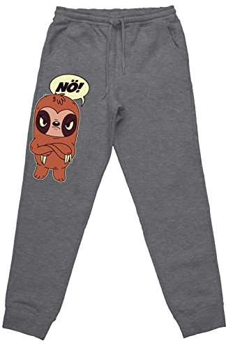 tshirtladen Nö! Faultier lustige Jogginghose Schlafhose tolles Statement, Farbe: Grau, Größe: XXXXL