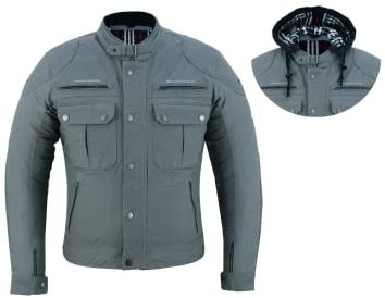 BLACKWILD Urban Style Motorradjacke Herren | Streetstyle Motorradjacke mit abnehmbar Kapuze | Textiljacke Männer mit CE Schulter Ellbogen für Radfahren Roller und Touren (L)