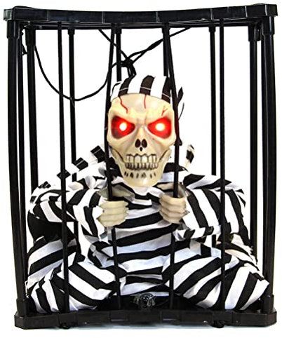 Cricia Halloween-Dekorationen den Innenbereich, schreiende animierte Halloween-Dekoration, Halloween-Deko-Requisite mit Bewegungssensor, gruseliger Schädelkäfig, Gefangener,