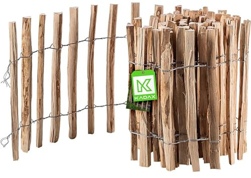 KADAX Cloture a Piquets en Bois de Noisetier pour Jardin, Ganivelle Naturelle et Durable pour Delimitation de l'Espace Exterieur (4-6 cm, 50 x 500 cm)