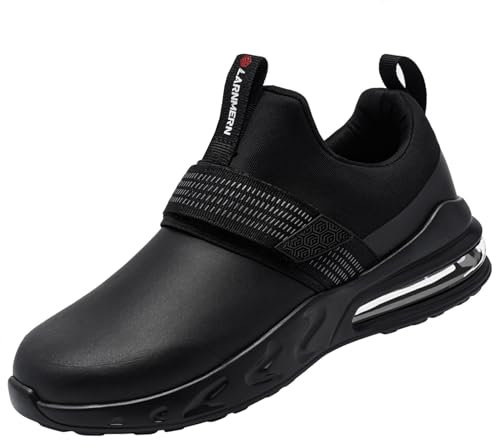 LARNMERN Zapatos Cocina Mujer Zapatillas Antideslizante Hostelería Sin Cordones Impermeable Chef Calzado de Trabajo Air Cushion sin Puntera(38,Negro Mujer)