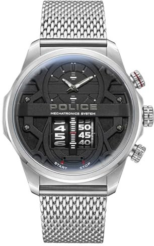 Police Herren Analog Quarz Uhr mit Edelstahl Armband PEWJG0006504