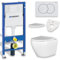 KOLMAN WC Set: Geberit Duofix Basic UP 100 Vorwandelement + Wand-WC Desna Weiß + Drückerplatte Delta01 Weiß + Slim Duroplast WC-Sitz mit Soft-close + Schallschutzmatte