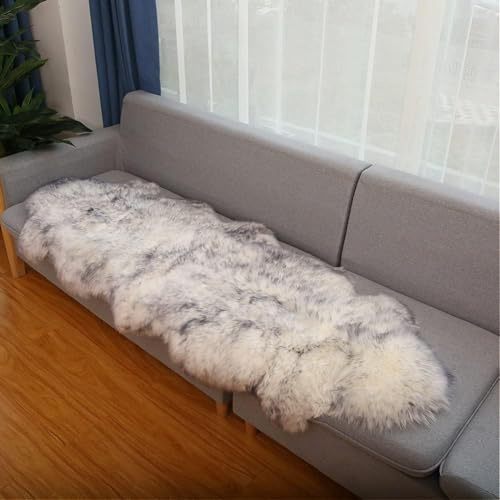 WL&ALLEN Natürliches australisches Lammfell Teppich, 100 % Schaffell, natürliche Wolle (graue Spitze, Doppelfilz/2,5 x 2 m)