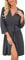 PrinStory Women Robes Lightweight Dressing Gowns Soft Kimono Robes Short Sleepwear Casual Knit Bathrobe Ladies Loungewear Homewear (Dark Gray, S)
