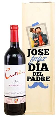 Pack Caja de Vino Personalizada Feliz Día del Padre con Botella de Vino para Regalar Caja de Vino Personalizada con Botella de Vino Regalo para Día del Padre