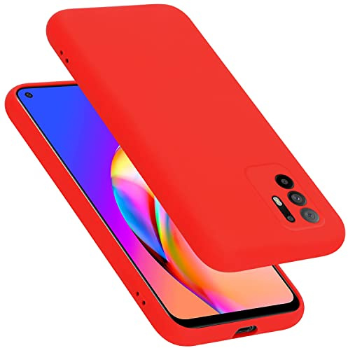 Cadorabo Hülle kompatibel mit Oppo A94 5G Hülle Silikon Handyhülle für A94 5G Case aus flüssigem Silikon- Kratzfeste und stoßfeste dünne TPU Schutzhülle - Liquid ROT