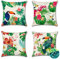 Ohok Wasserdicht Kissenbezug 45x45 cm, 4er Set Dekorativ Outdoor Kissenhülle Deko Sofakissen Couchkissen Zierkissenbezüge für Sofa Wohnzimmer Balkon Garten Auto (Pflanzen Vögel)