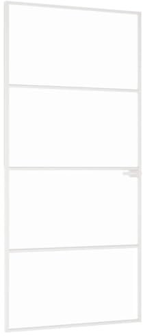 vidaXL Puerta de interior vidrio templado y aluminio blanco 93x201,5cm, puerta, puerta interior, puerta interior acristalada, puerta de cristal