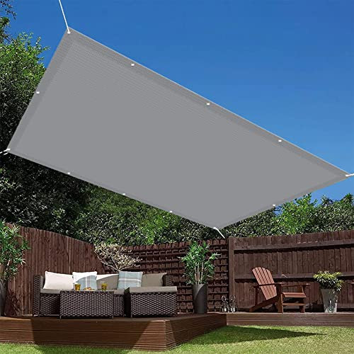Sunsegel Rechteckig Atmungsaktive 2.5 x 7 m 95% UV Schutz HDPE Shades Segel Markise mit Ösen und Befestigungsseile für Patio Hinterhof Rasengarten, Grau