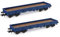 Evemodel 2 STK. Spur H0 1:87 40' Niederbordwagen Güterwagen Modelleisenbahn Transport von schweren (blau)