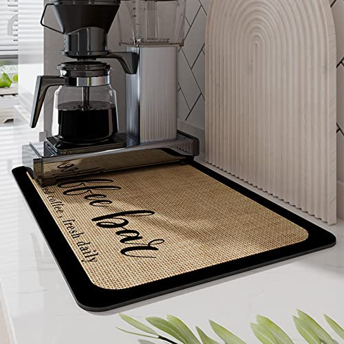 Naapesi Asciugatura Rapida Tappetino da Caffè da Cucina,Assorbente Tappetino Piano di Lavoro Cucina Facile da Pulire,Tappetino per Caffettiera Adatto per Cucina,Macchina da caffè,30 * 40cm (Marrone)