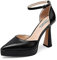 QUEEN HELENA Scarpe Eleganti con Tacco Alto Décolleté con Plateau e Cinturino Donna K3178 (Nero Pu, Numeric_38)