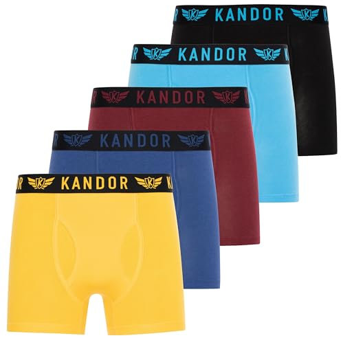 Kandor Bambus Lot de 5 boxers pour homme en viscose de bambou et coton, Ensemble de mélange jaune, L