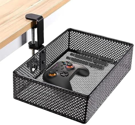 Toseky Rotating Desk Organizer Desk Hidden Desk Clamp Shelf 360 Degrees Rotary Under Table Storage Under Desk Storage, metal storage basket,Desk Side Drawers, Desktop Storage Organizers Accessories