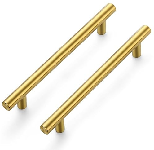 Ravinte 20 Stück Gold Möbelgriffe T Bar Griffe für Küchenschränke 128mm Lochzentrum Schrankgriffe Griffe Rostfreier Edelstahl Möbel Türgriffe
