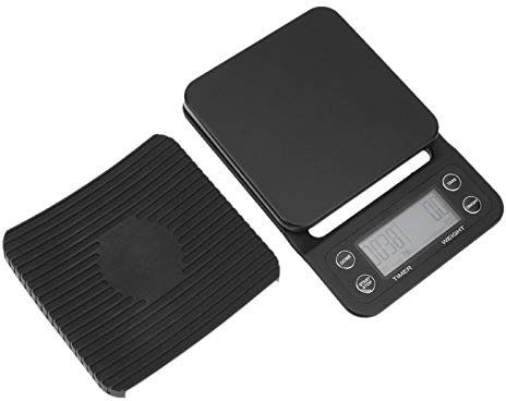 5kg/0.1g Schwarz, Wasserdichte digitale Küchenwaage, hochpräzise Espresso-Waage, leicht zu reinigen und zu verwenden, für Gewichtsabnahme, Diät, Backen, Kochen