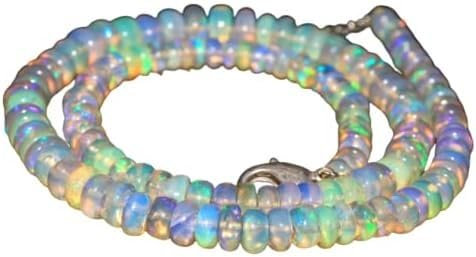 HI International Äthiopische Opal-Perlen AAA - 43 Karat Welo Feueropal-Rondelle, Natürliche Edelsteinperlen in Weiß