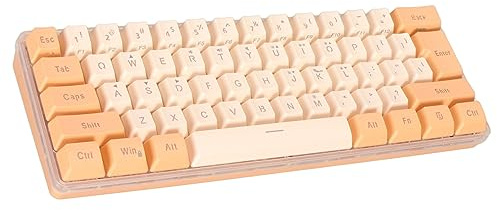 Yanmis Tastiera da Gioco cablata, Mini Tastiera Meccanica con Retroilluminazione RGB, Tastiera Compatta a 61 Tasti per 11 10 8 7 Vista, per XP e per OS X (Arancione Giallo), Yanmisnos0cra182-12