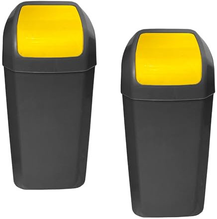 Set de 2 Cubos - Papeleras con tapa basculante de 15L/u color amarillo