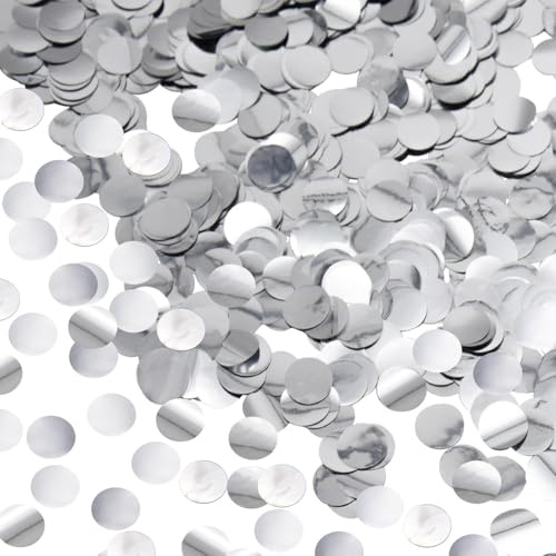 Ruidee 50g/1.76oz Konfetti aus Metallfolie 15mm Rund Papier Konfetti Glitzer Streudeko Dekoration Tischkonfetti Deko für Ballon,Hochzeiten,Geburtstagen (YZX/Silver)