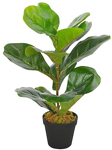 INLIFE Planta artificial de Ficus Lyrata con maceta verde, 45 cm, para casa y jardín, decoración (1,6 kg)