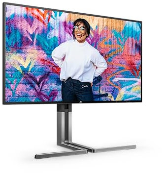 AOC U27U3CV Graphic Pro - 27 Zoll UHD Nano IPS Monitor, höhenverstellbar, Lautsprecher, HDR400 (3840x2160, 60 Hz, 4K, 2X HDMI, DisplayPort, USB-C (96W PD), USB Hub) schwarz