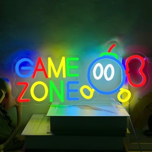 YUEYYNS Letrero de Neón Zona Juego Señal de Neón Game Zonecartel de gamer,cartel de neón para sala de juegos,bombas de neón,regalos para habitaciones jóvenes alimentación USB con interruptor