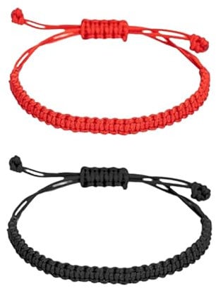 Dinghaole 2 Red Kabbalah Bracelets, Black & Red String Friendship Bracelets for Protection, Graduation, Birthday & Lovers